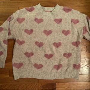 Chic Wish Mauve Fuzzy Hearts Sweater XS